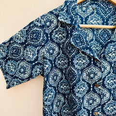 Comfortable Indigo Handblock Printed Shirt