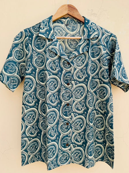 Grey Handblock Printed Shirt by Jonaya