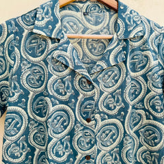 Cotton Grey Handblock Printed Shirt for men