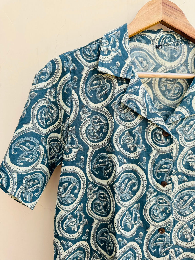 Stylish Grey Handblock Printed Shirt