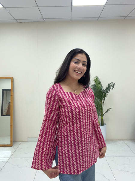 Meganta beige short Kurti Jonaya