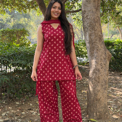 Red lily beige Farshi salwar set Jonaya