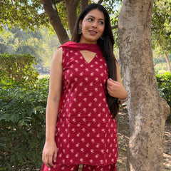 Red lily beige Farshi salwar set Jonaya