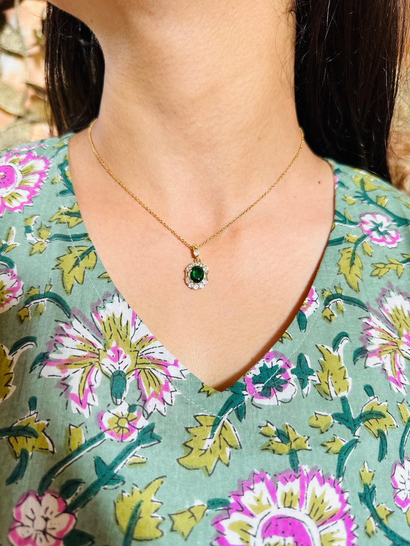 Floral Green Dress with Vibrant Design