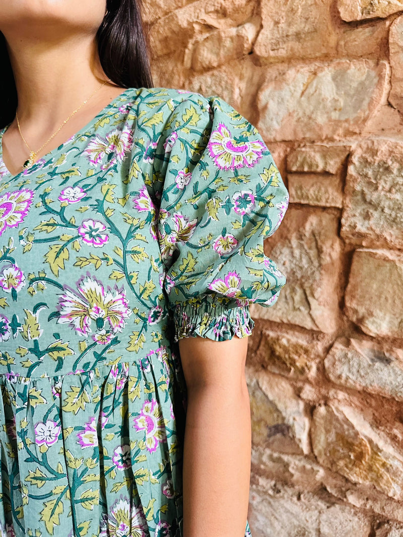 Elegant Green Floral Dress from Jonaya