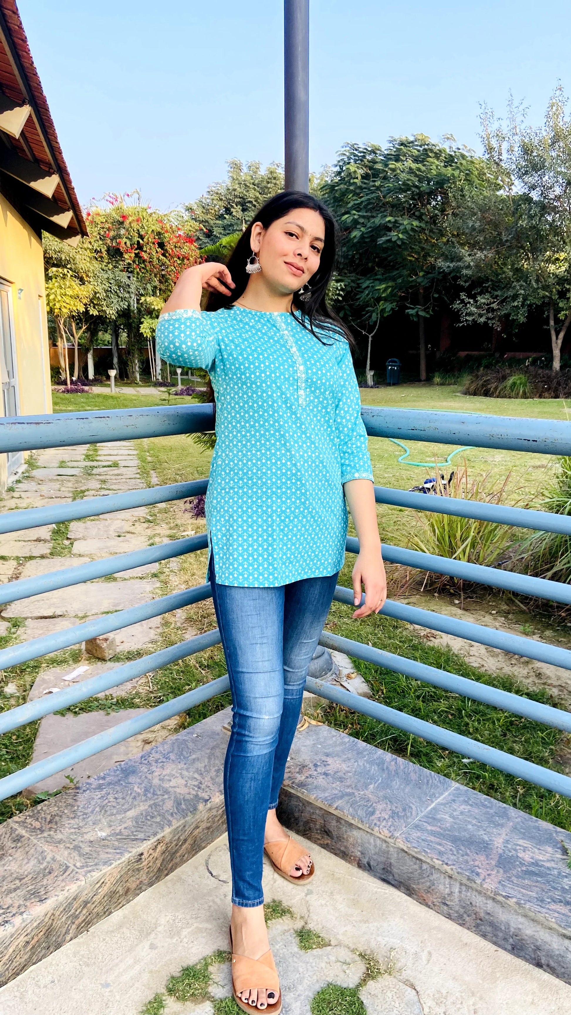 Vibrant Floral Printed Short Kurti for Casual Wear